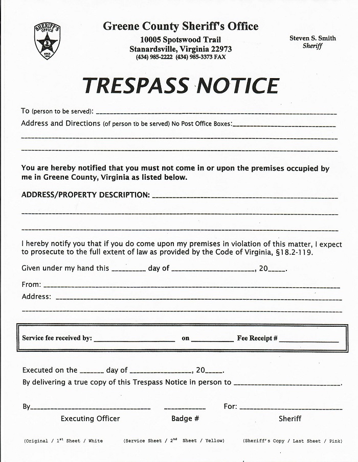 Trespass Notice